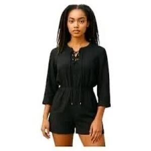 Derek Lam 10 Crosby Black Lace-up Romper (Sz 6)